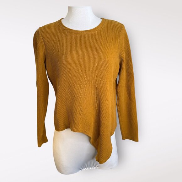 Madewell Texture & Thread Knot Front Mustard Top S - Picture 1 of 4
